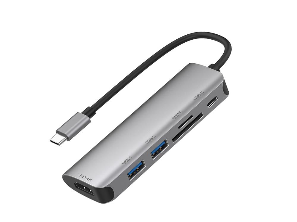 Hub 6en1 HDMI4K SD Micro-SD USB3.0 USB-C vers USB Type-C