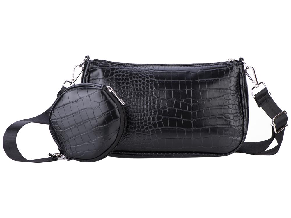 Sac bandoulière avec pochette ronde - Modèle Ancolis - Noir