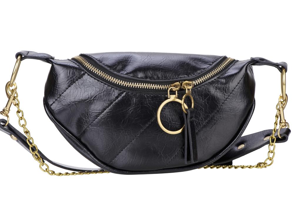 Sac banane avec chaînette - Modèle Zinnia - Noire