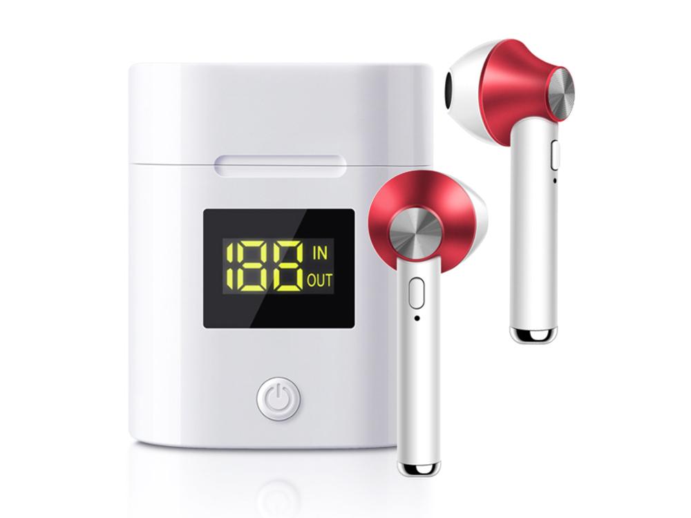 Écouteurs TWS EKO LED Bluetooth 5.0 - Modèle JeezPro - Coloris Rouge