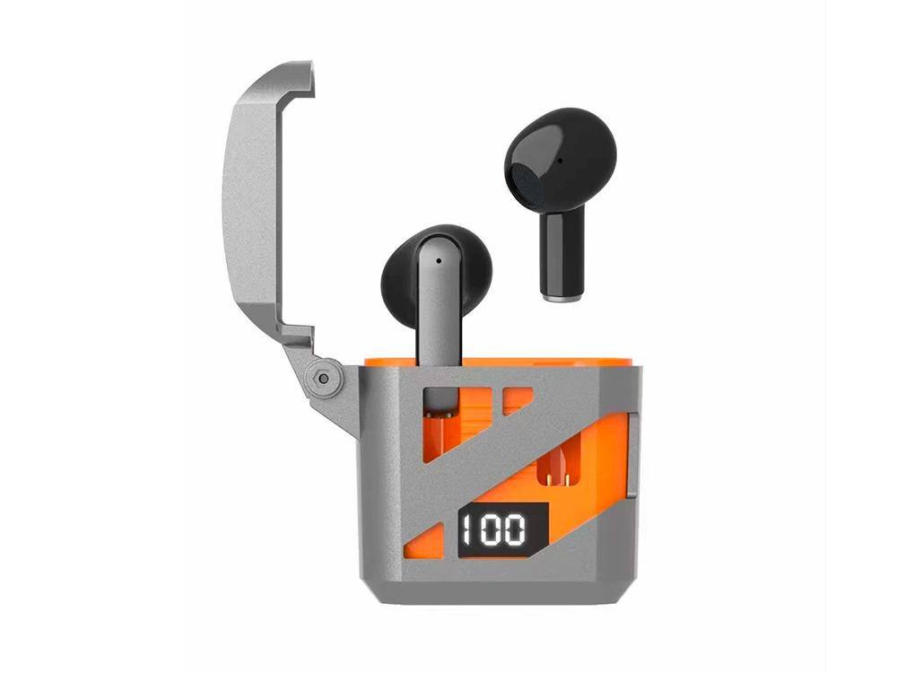 Écouteurs TWS EKO LED ENC Bluetooth 5.3 - Modèle Optimus - Coloris Orange