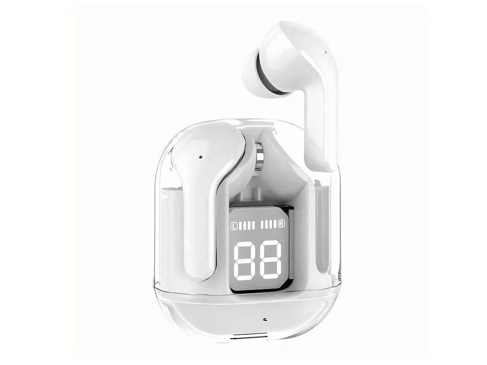 Écouteurs TWS EKO LED Bluetooth 5.3 - Modèle Cristal - Coloris Blanc