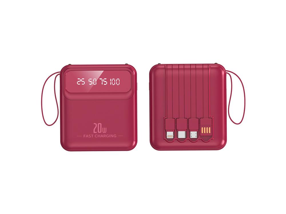 Powerbank 10000 mAh - Modèle Compact - Coloris Framboise