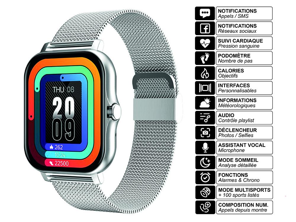 Montre connectée EKO - Modèle Balnéo - Coloris Argent (milanais)