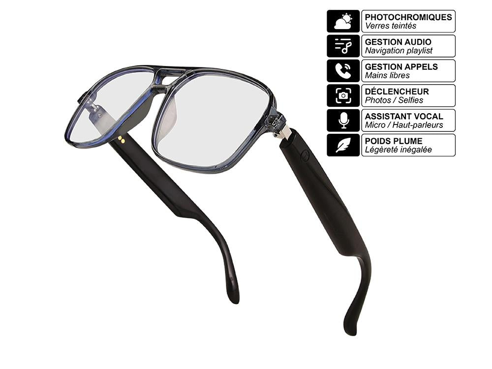 Lunettes connectées EKO - Modèle Sharp - Coloris Noir