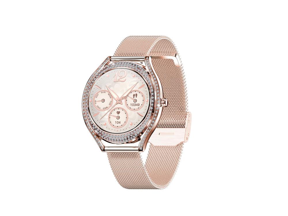 Montre connectée EKO-Diamond - Rose (milanais acier)