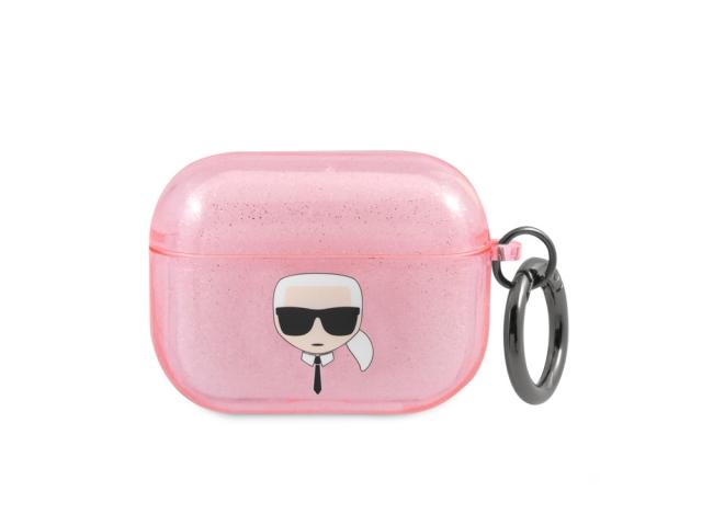 Protection Karl Lagerfeld Glitter à paillettes pour Airpods Pro - Rose