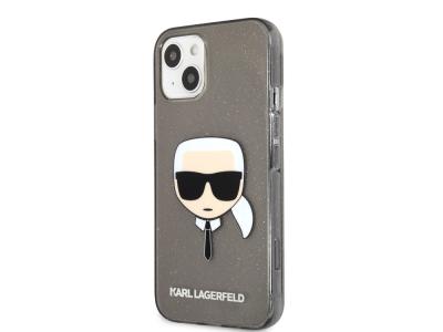 Coque Karl Lagerfeld translucide pailletée Karl pour iPhone 13 Mini - Noire