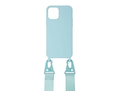 Coque avec cordon mousqueton pour iPhone 13 - Vert d'eau