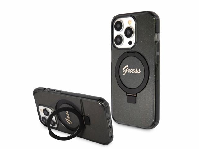 Coque Guess TPU Ring Stand Magsafe pour iPhone 15 Pro - Noire