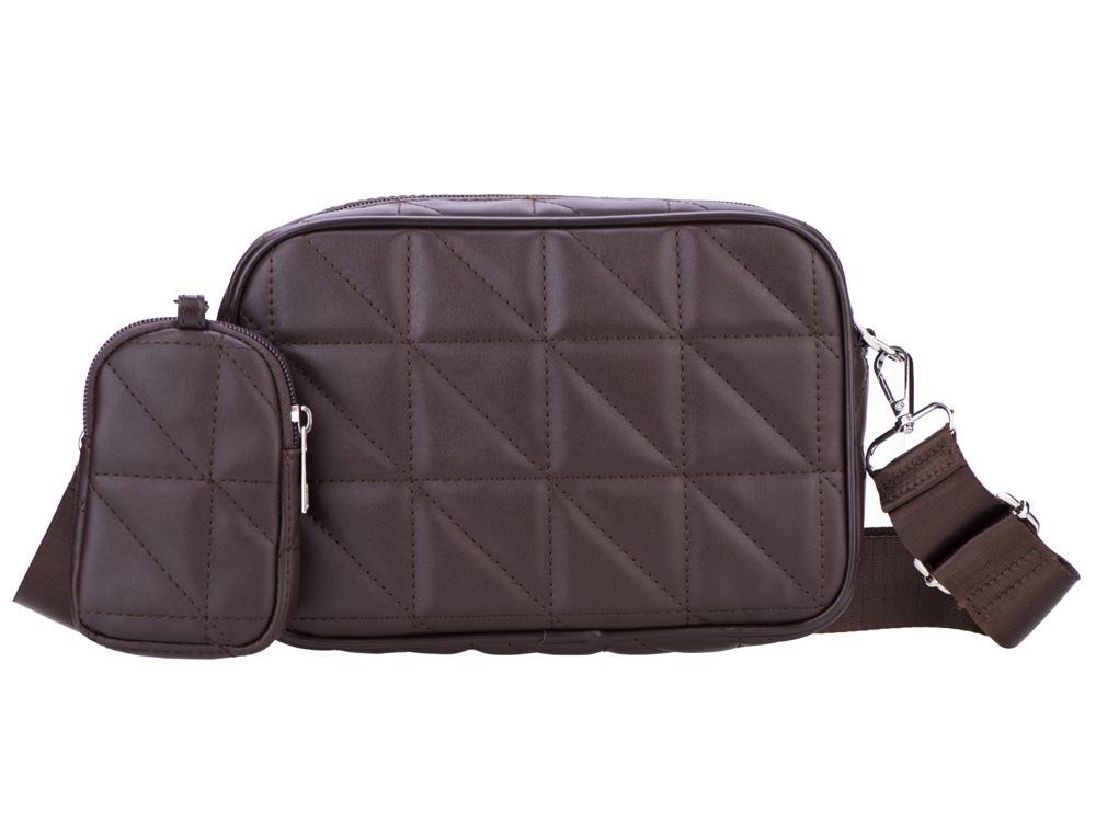 Sac bandoulière avec pochette - Modèle Camélia - Marron