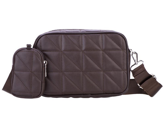 Sac bandoulière avec pochette - Modèle Camélia - Marron