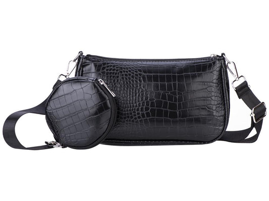 Sac bandoulière avec pochette ronde - Modèle Ancolis - Noir