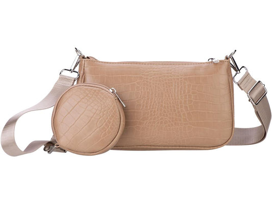 Sac bandoulière avec pochette ronde - Modèle Ancolis - Rose