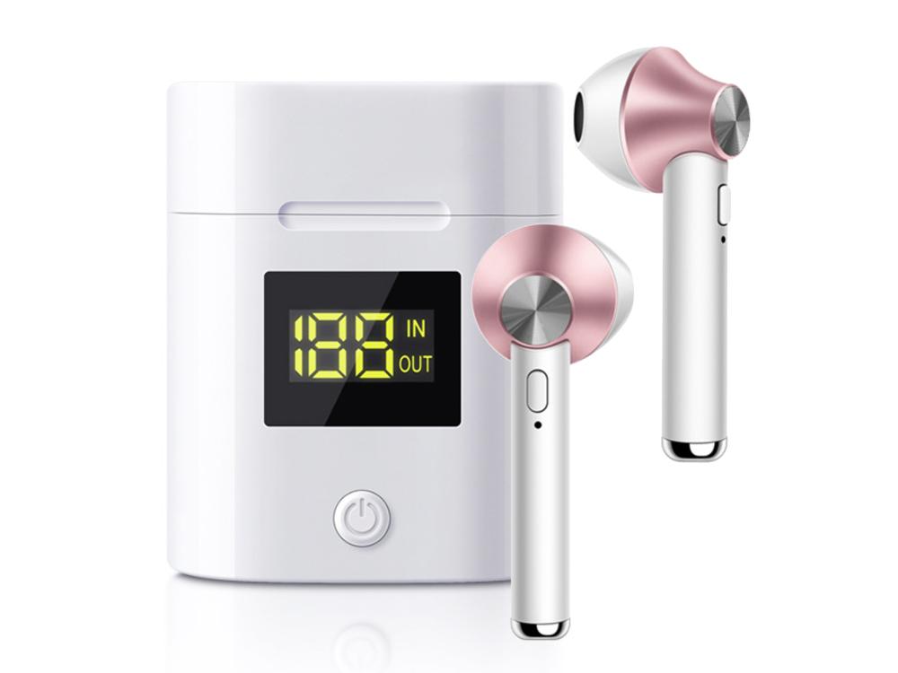 Écouteurs TWS EKO LED Bluetooth 5.0 - Modèle JeezPro - Coloris Rose