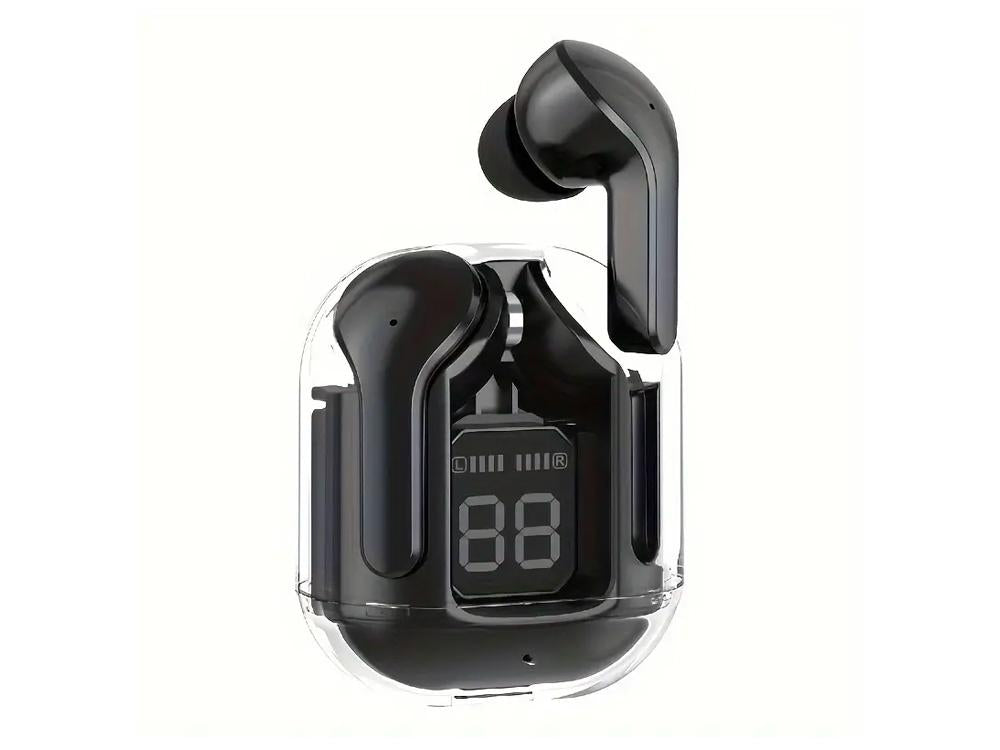 Écouteurs TWS EKO LED Bluetooth 5.3 - Modèle Cristal - Coloris Noir