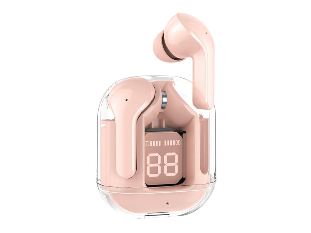 Écouteurs TWS EKO LED Bluetooth 5.3 - Modèle Cristal - Coloris Rose