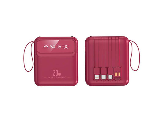 Powerbank 10000 mAh - Modèle Compact - Coloris Framboise