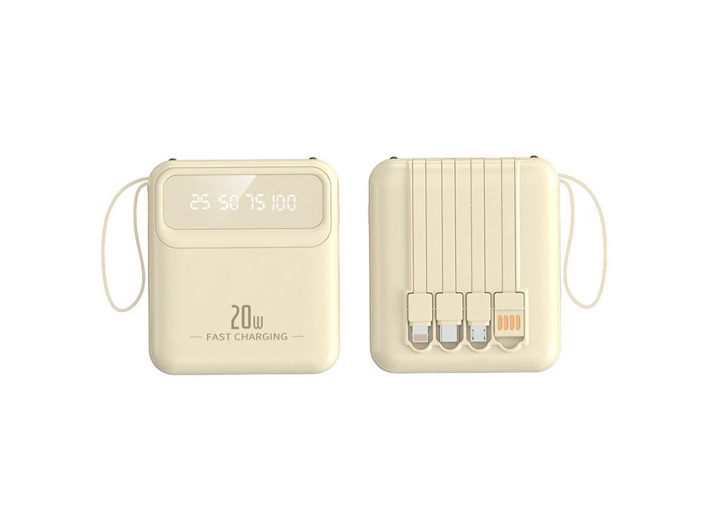 Powerbank 10000 mAh - Modèle Compact - Coloris Crème