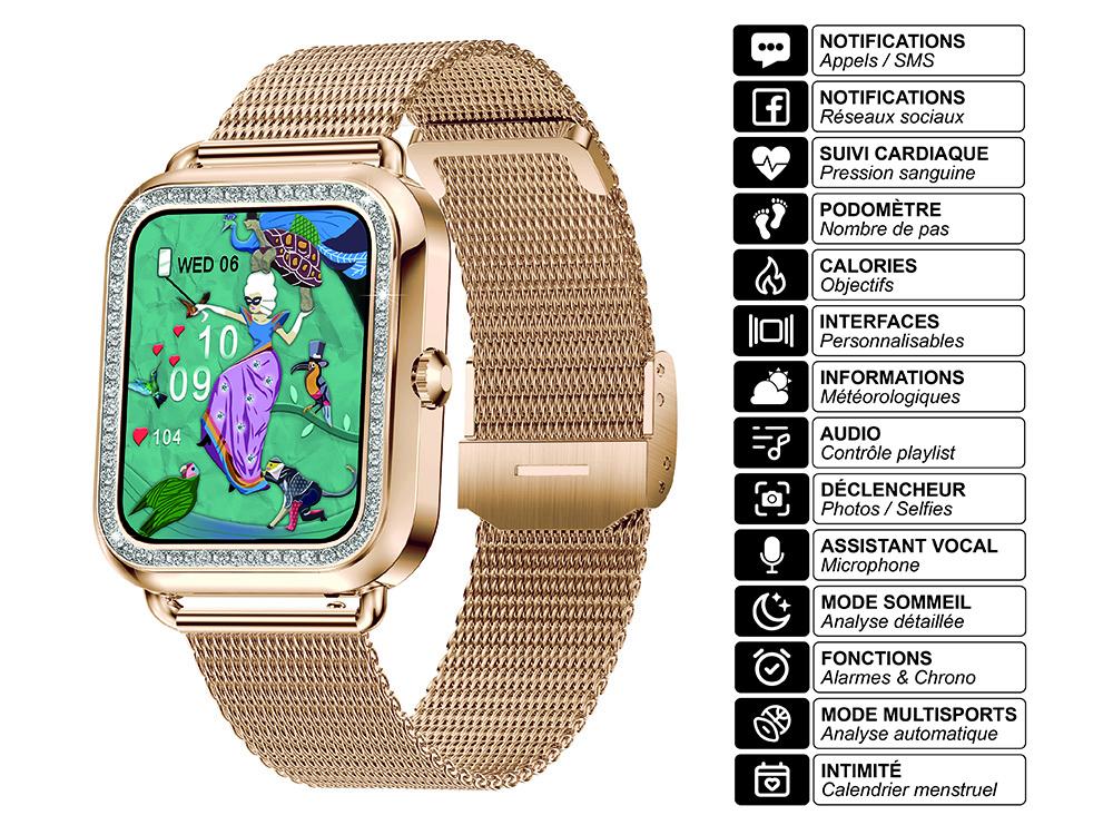 Montre connectée EKO - Modèle Maria - Or (milanais)