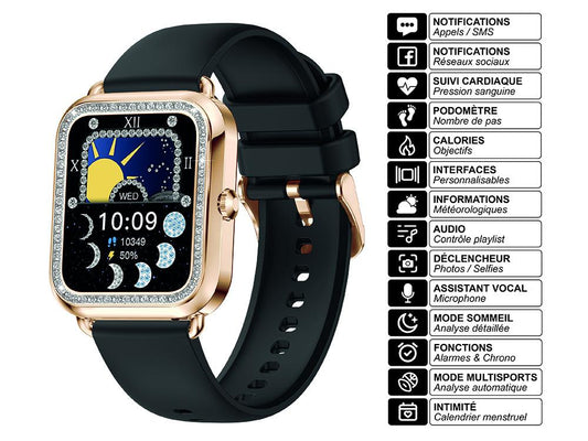 Montre connectée EKO - Modèle Maria - Noir (silicone)