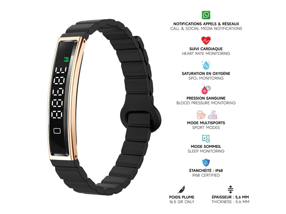 Bracelet connecté EKO-Thin - Noir (silicone)