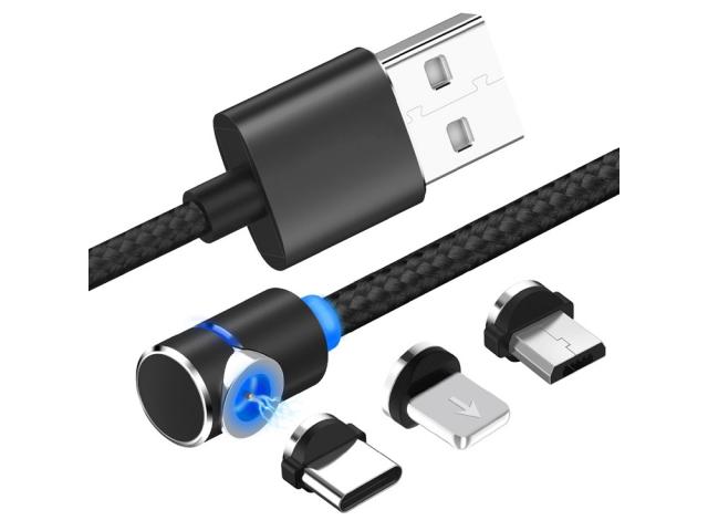 Câble de chargement magnétique 360° 3en1 lightning/micro-USB/type-C