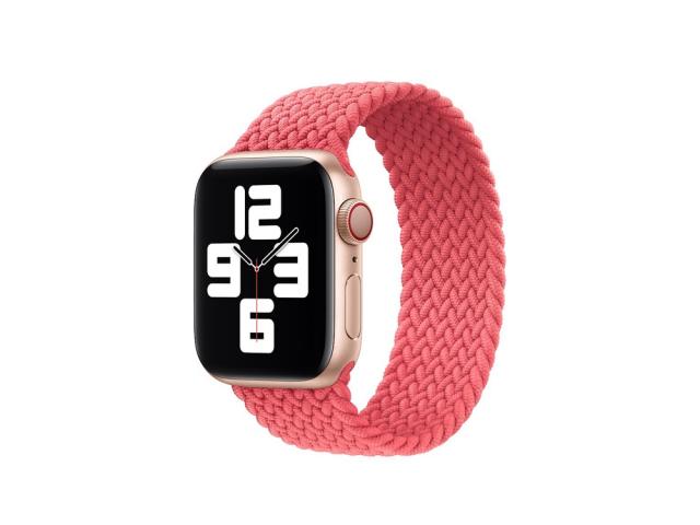 Bracelet en silicone tressé pour Apple Watch 42 et 44mm - Rose - Taille S