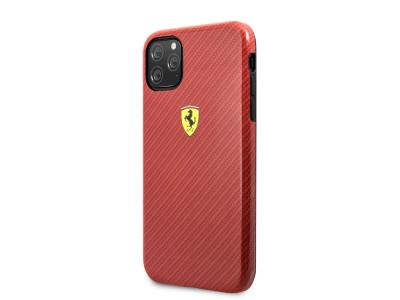 Coque FERRARI Carbon Effect pour iPhone 11 Pro - Rouge