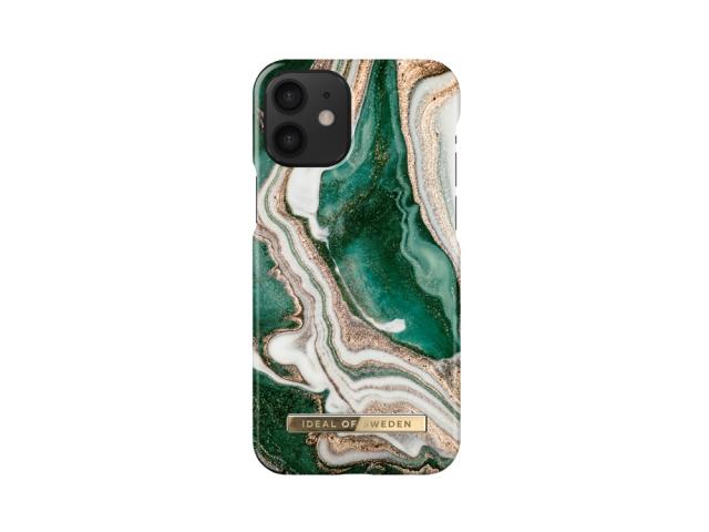 Coque Ideal of Sweden Fashion Golden Jade Marble pour iPhone 12 Mini - Or/Emeraude