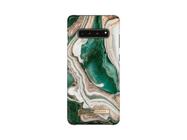 Coque Ideal of Sweden Fashion Golden Jade Marble pour Samsung Galaxy S10+ - Or/Emeraude