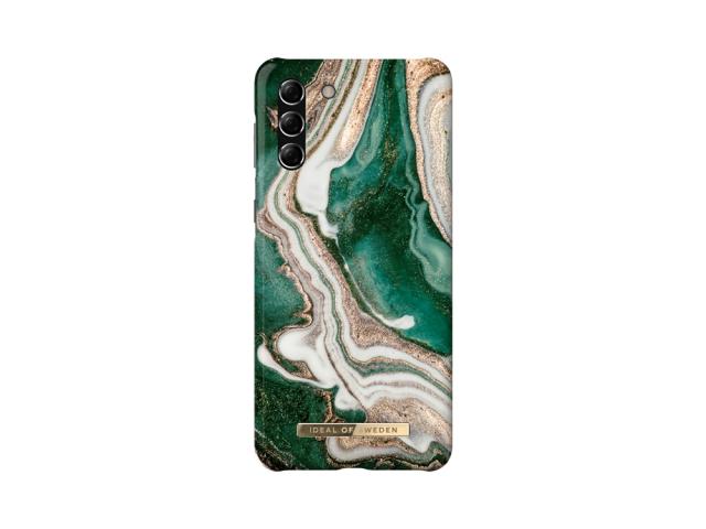 Coque Ideal of Sweden Fashion Golden Jade Marble pour Samsung Galaxy S21+ - Or/Emeraude