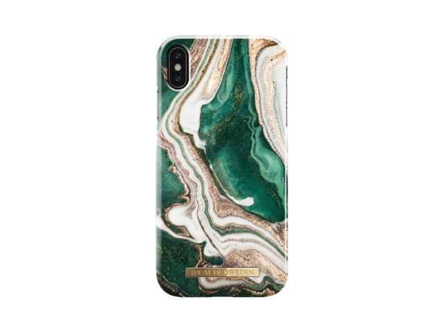 Coque Ideal of Sweden Fashion Golden Jade Marble pour iPhone XS Max - Or/Emeraude