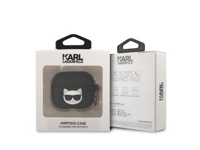  Protection en silicone Karl Lagerfeld Choupette avec anneau pour Airpods 3 - Noire