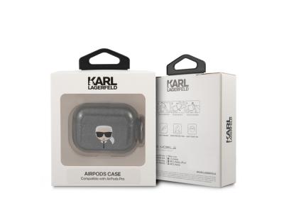 Protection Karl Lagerfeld Glitter à paillettes pour Airpods Pro - Noire