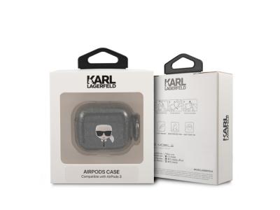 Protection Karl Lagerfeld Glitter à paillettes pour Airpods 3 - Noire