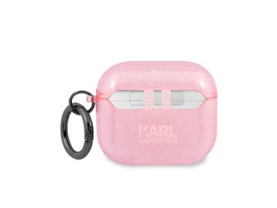 Protection Karl Lagerfeld Glitter à paillettes pour Airpods 3 - Rose