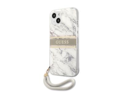 Coque Guess Marble Strap avec lanière nylon pour iPhone 13 Mini - Grise