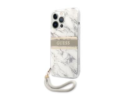 Coque Guess Marble Strap avec lanière nylon pour iPhone 13 Pro - Grise