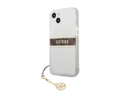 Coque Guess Stripe Charm avec breloque pour iPhone 13 Mini - Marron