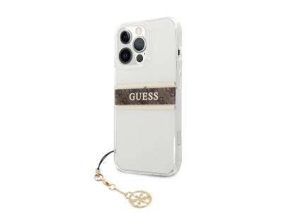 Coque Guess Stripe Charm avec breloque pour iPhone 13 Pro - Marron