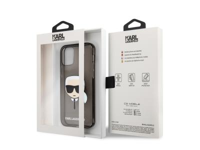 Coque Karl Lagerfeld translucide pailletée Karl pour iPhone 13 Mini - Noire