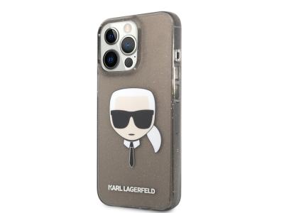 Coque Karl Lagerfeld translucide pailletée Karl pour iPhone 13 Pro - Noire