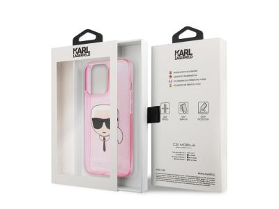 Coque Karl Lagerfeld translucide pailletée Karl pour iPhone 13 Pro - Rose