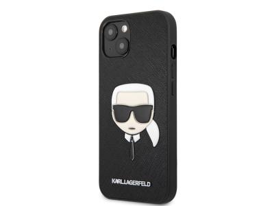 Coque Karl Lagerfeld Saffiano Karl pour iPhone 13 Mini - Noire