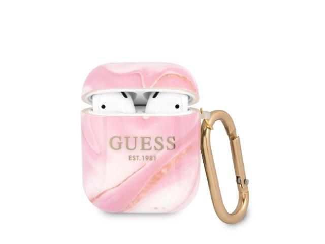 Protection Guess New Marble pour Airpods1 et Airpods 2 - Rose