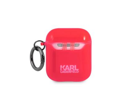 Protection Karl Lagerfeld translucide Choupette pour Airpods 1 et Airpods 2- Fuchsia