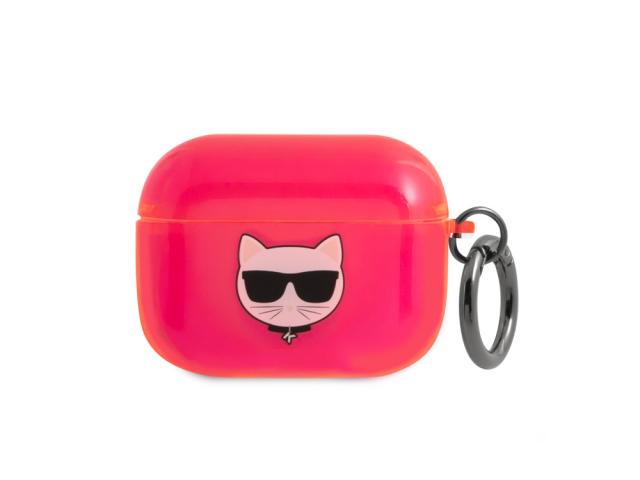 Protection Karl Lagerfeld translucide Choupette pour Airpods Pro - Fuchsia