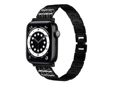 Bracelet en acier inoxydable Strass pour Apple Watch 38/40 et 41mm - Noir