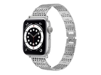 Bracelet en acier inoxydable Strass pour Apple Watch 42/44 et 45mm - Argent